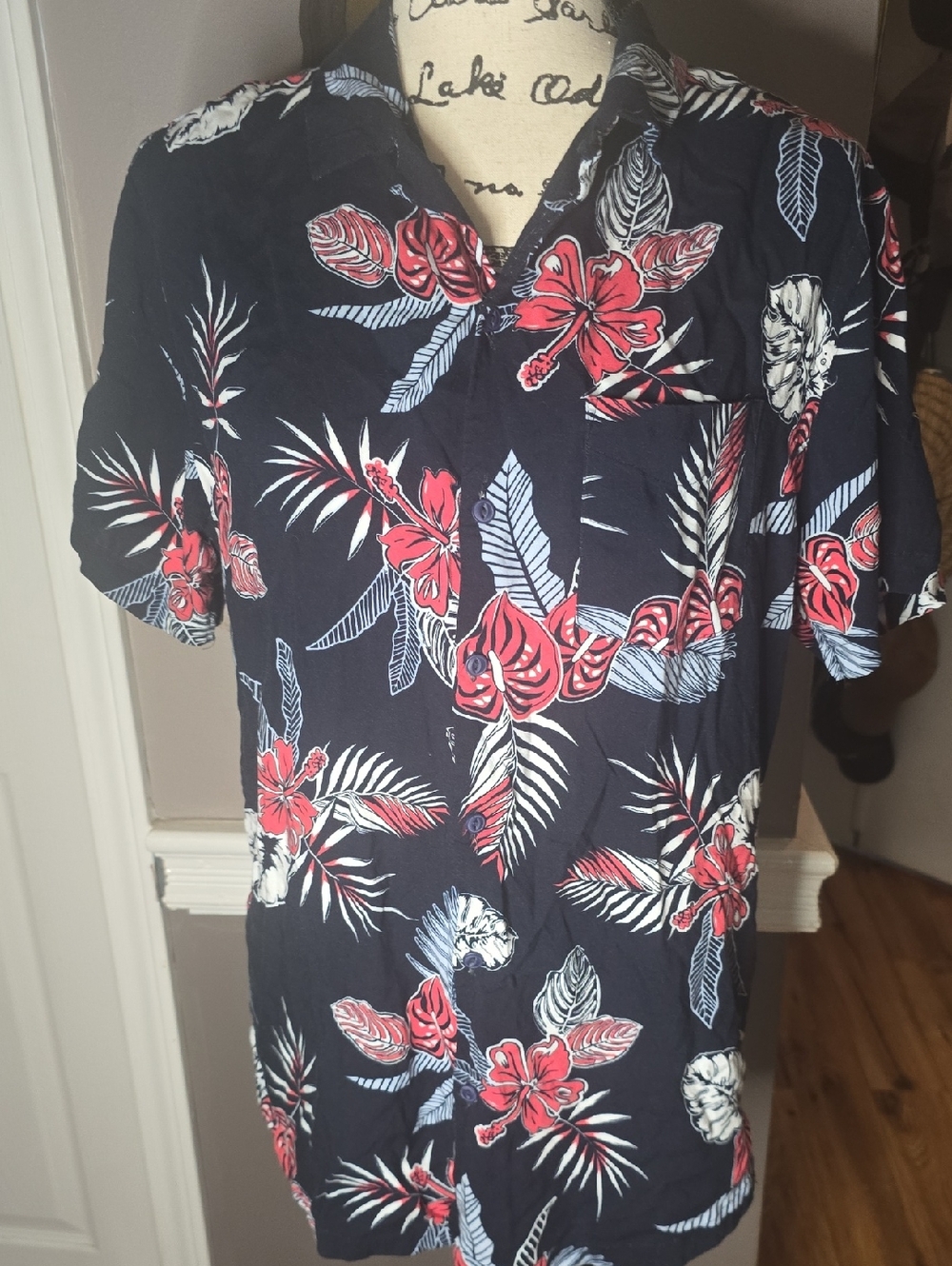 Desert Dunes-Hawaiian Print Button Up Shirt Sleeved Shirt-Sz. Large